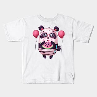 Panda Eating Watermelon Kids T-Shirt